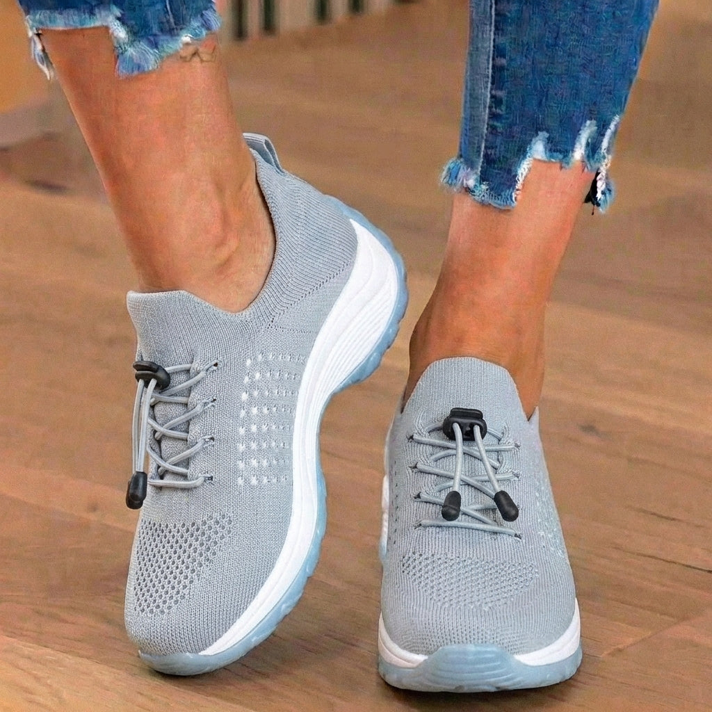 Orthopedic Knit High-Top Sneakers - Quick-Lace System & Rocker Sole