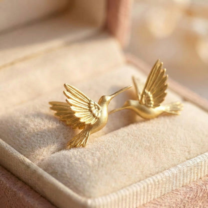 Elegant Gold Hummingbird Earrings