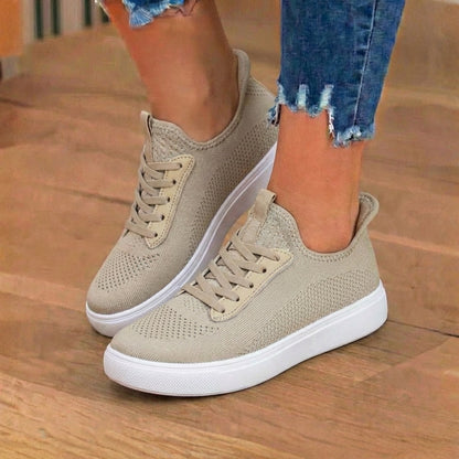 Orthopedic Knit Slip-On Sneakers - Stretch Collar & White Sole