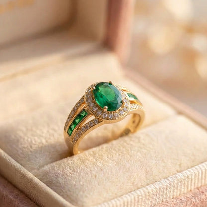 Elegant Green Emerald Ring