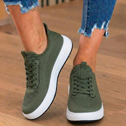 Orthopedic Knit Slip-On Sneakers - Stretch Collar & White Sole