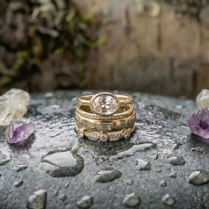 Elegant Gold Crystal Ring Set