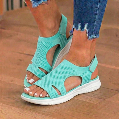 Orthopedic Knit Platform Sandals - Cutout Design & Slingback Strap