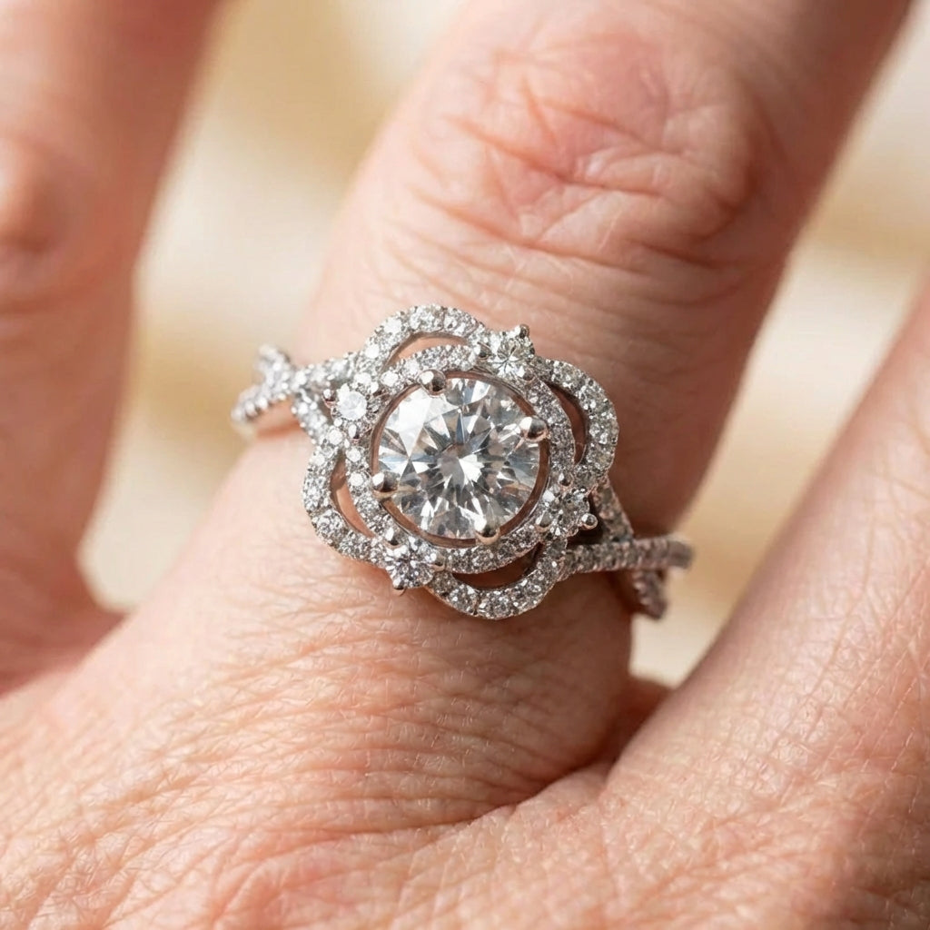 Elegant Crystal Halo Ring