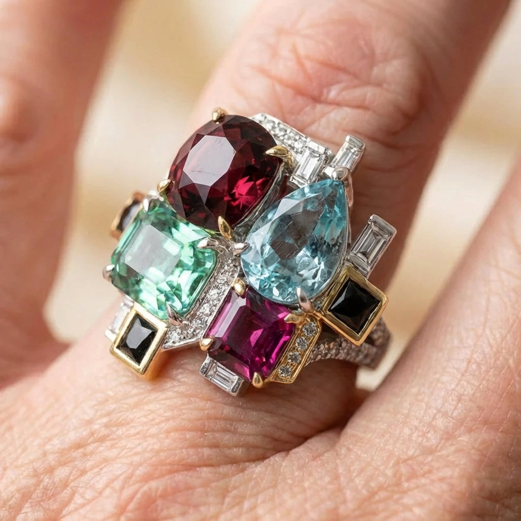 Elegant Colorful Cubic Zirconia Ring