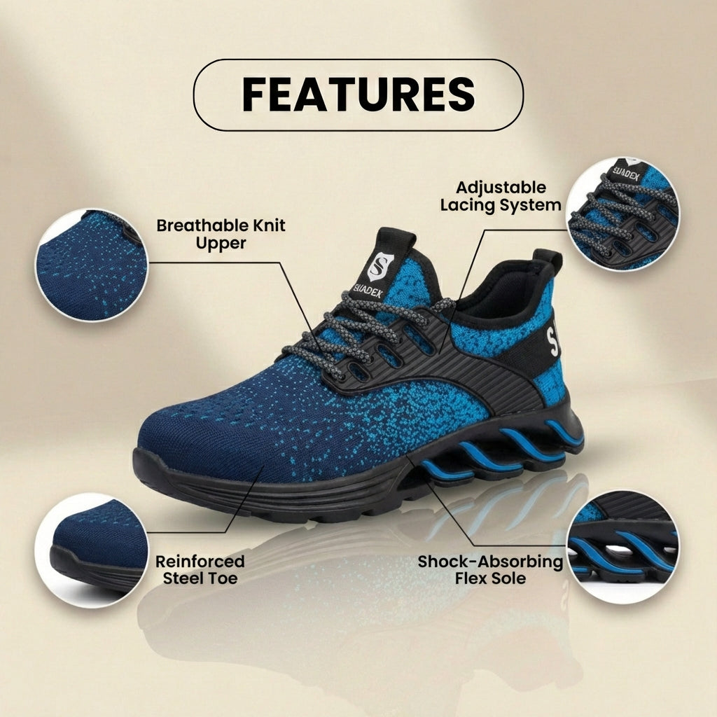 Orthopedic Knit Safety Sneakers - Steel Toe & Blade Sole Protectionn