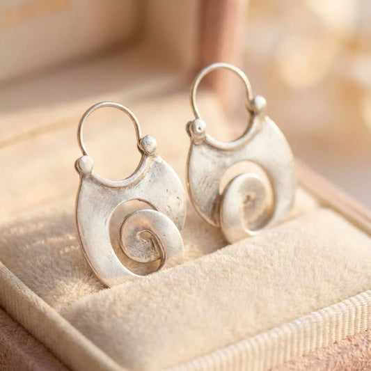 Vintage Irregular Form Silver Earrings