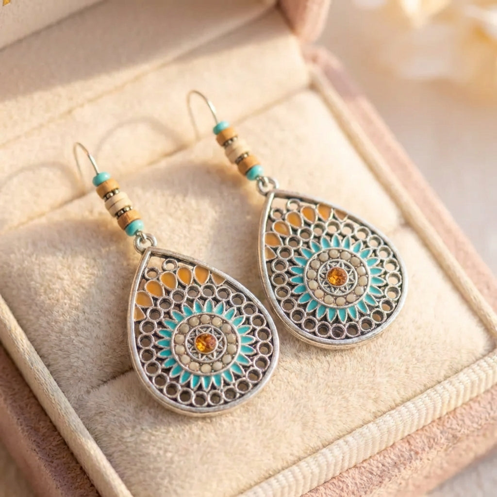 Vintage Handmade Beads Drop Earrings