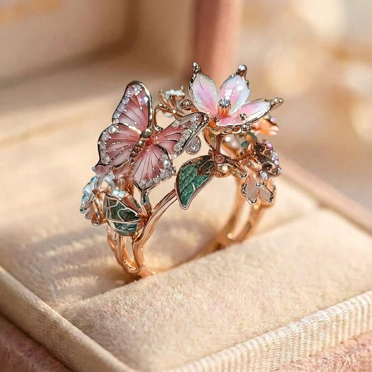 Nature Bright Butterfly Zirconia Ring
