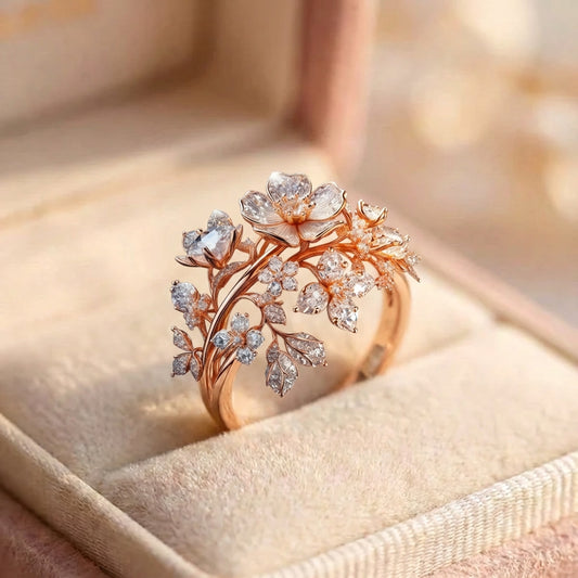 Bright Crystal Blossom Ring