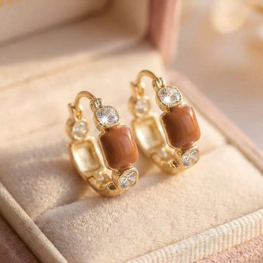 Vintage Exquisite Brown Zircon Earring