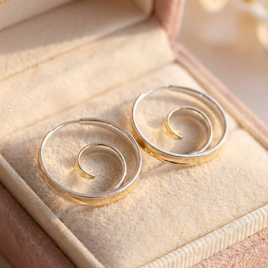 Vintage Earrings With Spiral Waves