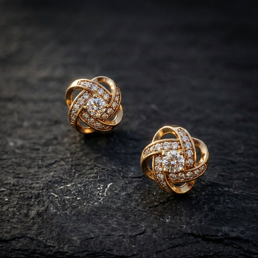 Zirconia Sphere Earrings In Gold
