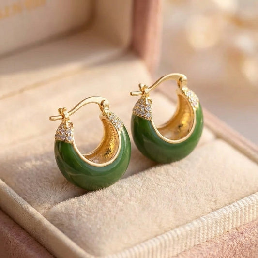 Vintage Crystal Green Stone Earrings