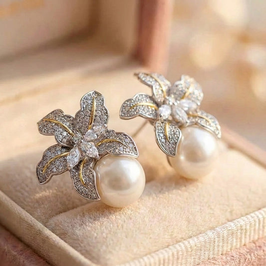 Elegant Flower Pearl Earrings