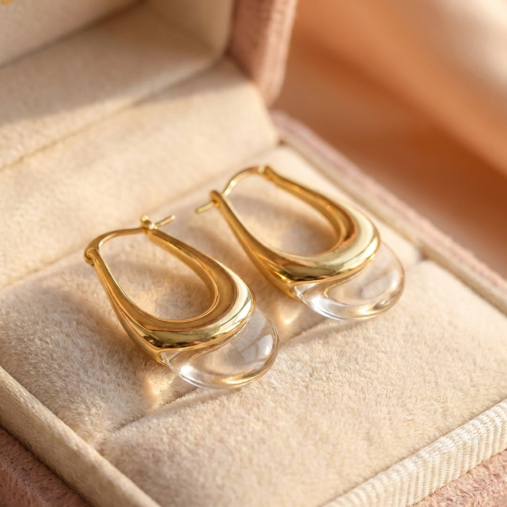 Elegant Smooth Water Drop Gold Earrings