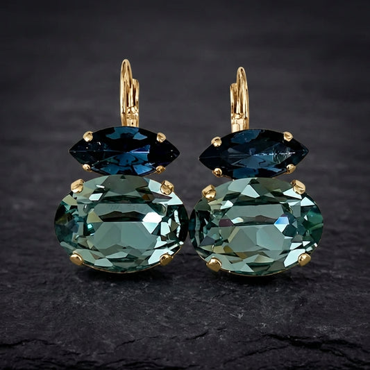 Vintage Green & Blue Glass Earrings