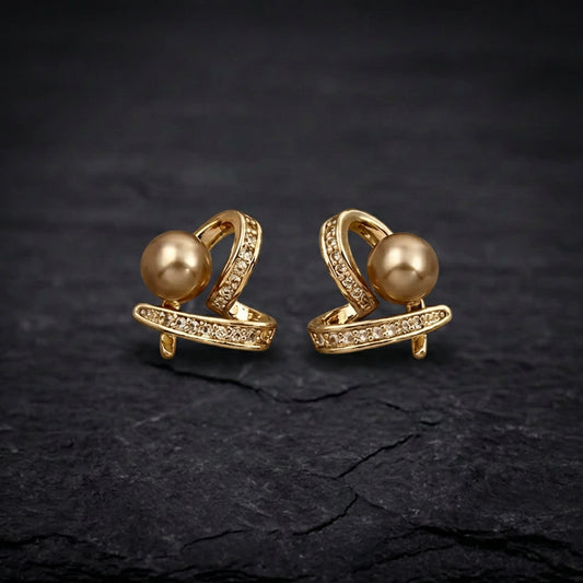 Elegant Heart Champagne Pearl Earrings