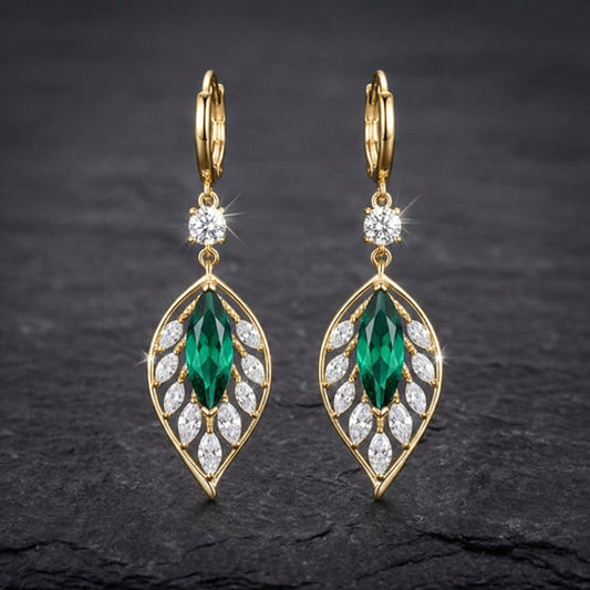Elegant Temperament Leaf Drop Gold Earrings