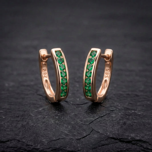 Emerald Diamond Earrings In Gold