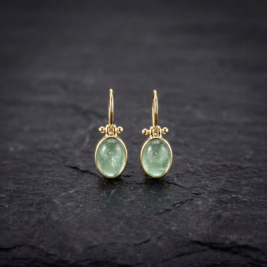 Vintage Earrings With Green Moonstone