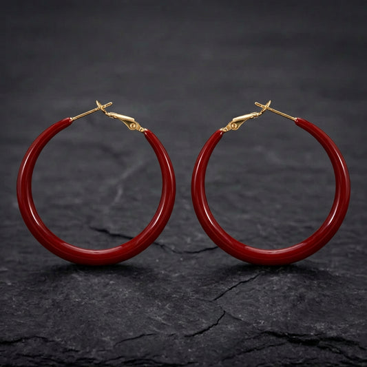 Exquisite Fashion Wild Big Red Circle Earrings