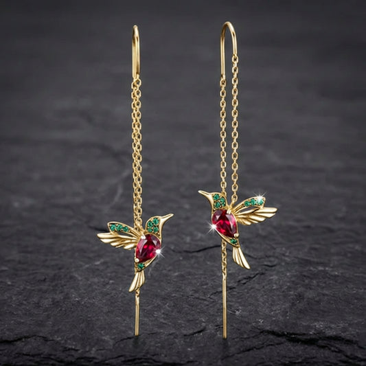 Hummingbird Enamel And Zirconia Earrings