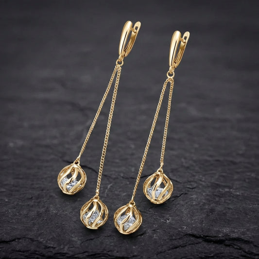 Vintage Tassel Dangle Rose Gold Earrings