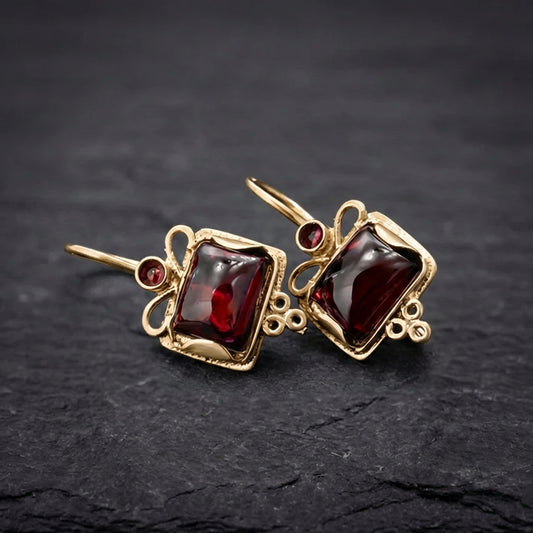 Vintage Red Crystal Earrings