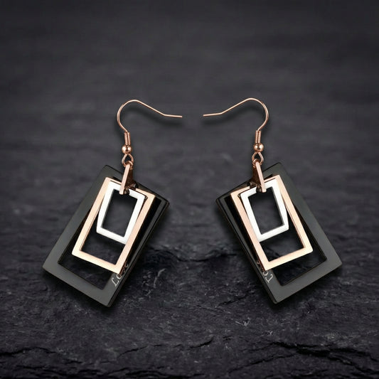 Vintage Hollow Rectangle Earrings