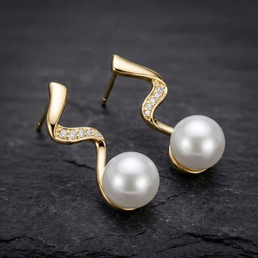 Natural Pearl Necklace + Earrings Set