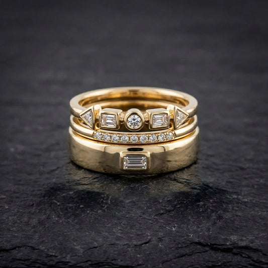 Vintage Golden Zirconia Ring Pack