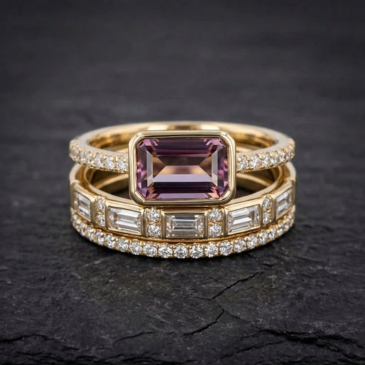 Vintage Bright Glass Ring Set
