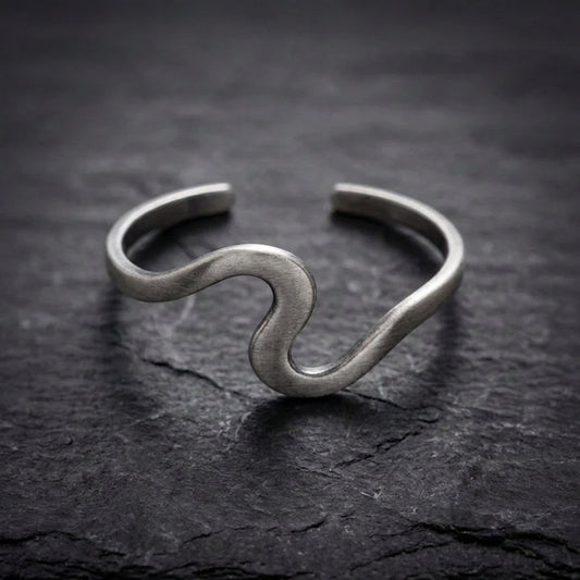 Vintage Silver Twist Cuff Wavy Open Bracelet