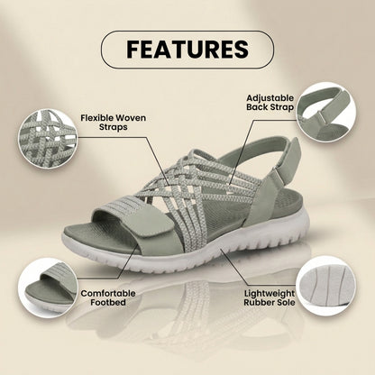 Orthopedic Mixed-Material Sandals - Crossover Straps & Dual-Tone Design