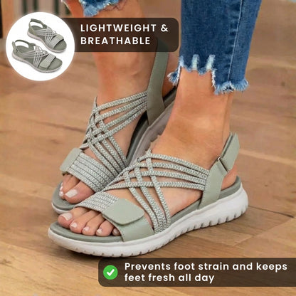 Orthopedic Mixed-Material Sandals - Crossover Straps & Dual-Tone Design