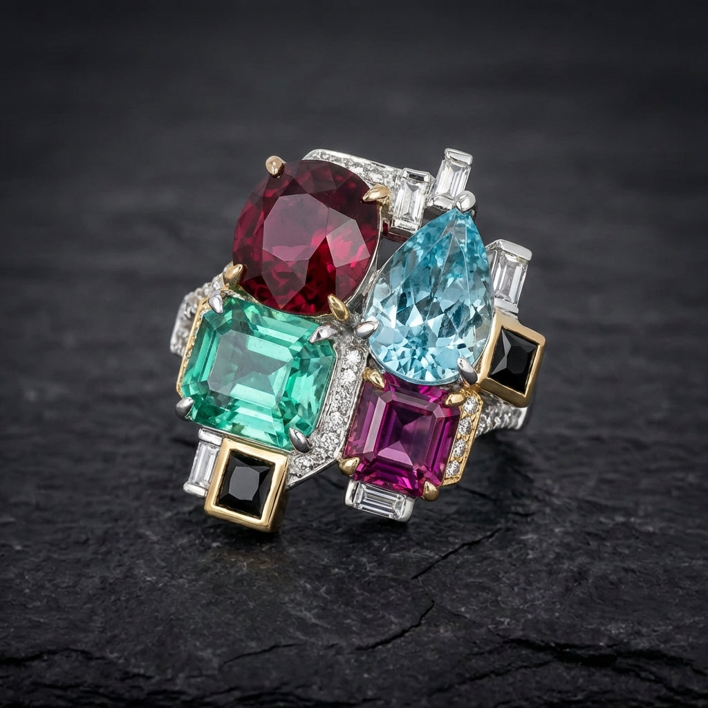 Elegant Colorful Cubic Zirconia Ring 80073124