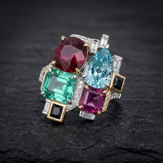 Elegant Colorful Cubic Zirconia Ring 80073124