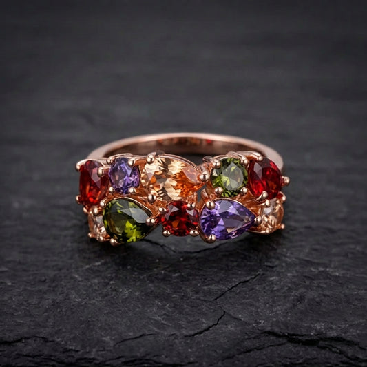 Elegant Colorful Zirconia Ring 30061887