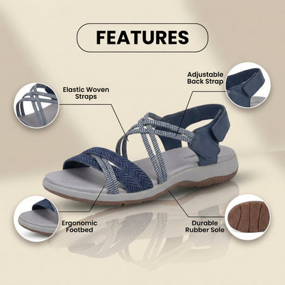 Orthopedic Woven Sandals - Braided Strappy Design & Textured Multi-Band Support