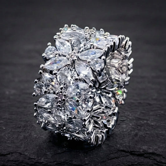 Elegant Crystal Flower Ring 35516055