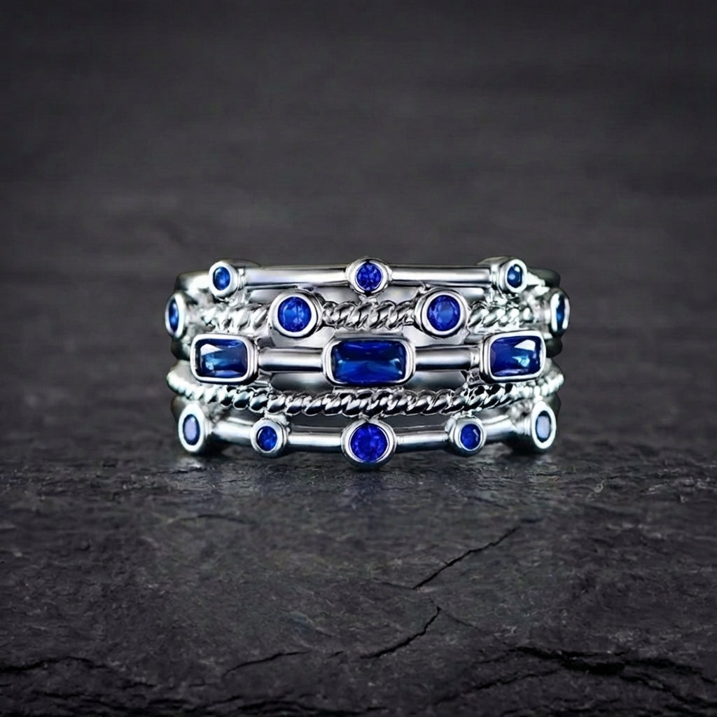 Elegant Blue Cubic Zirconia Ring 97936701