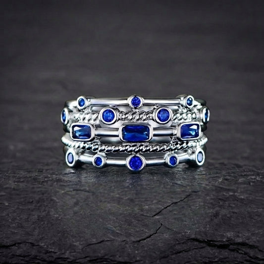 Elegant Blue Cubic Zirconia Ring 97936701
