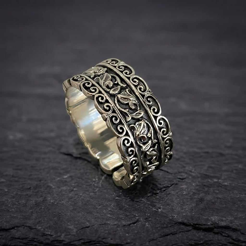 Vintage Sterling Silver Mask Ring 27686795