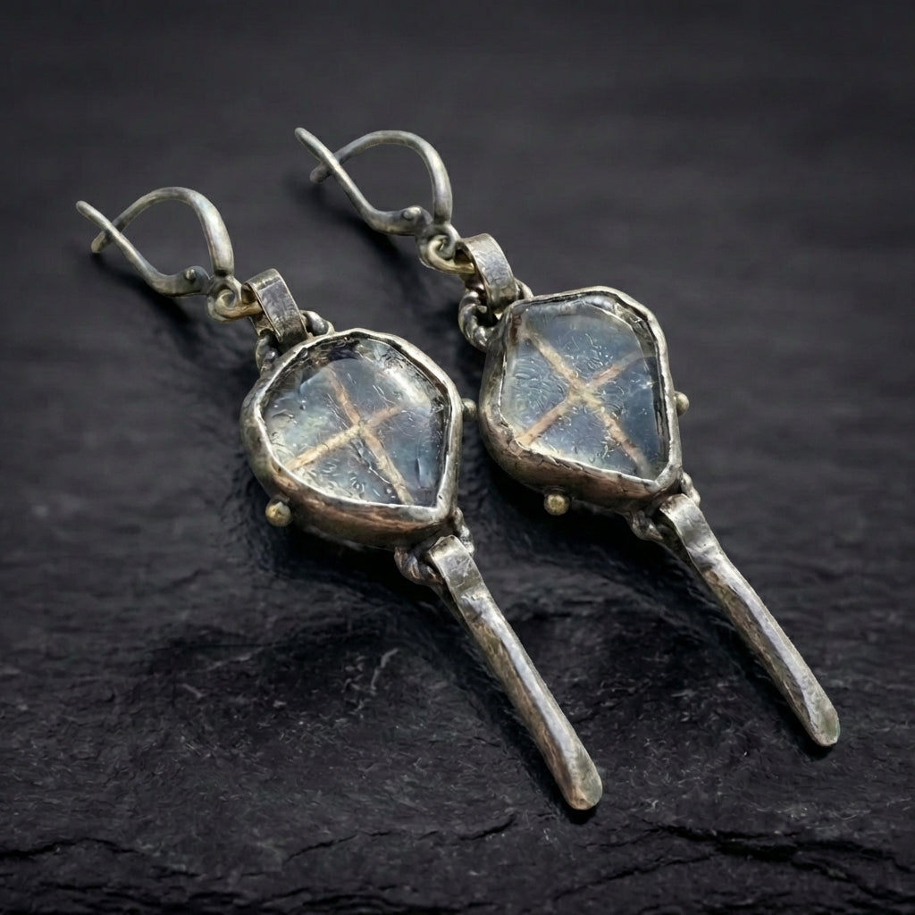 Vintage Silver Geometric Earrings 67066348