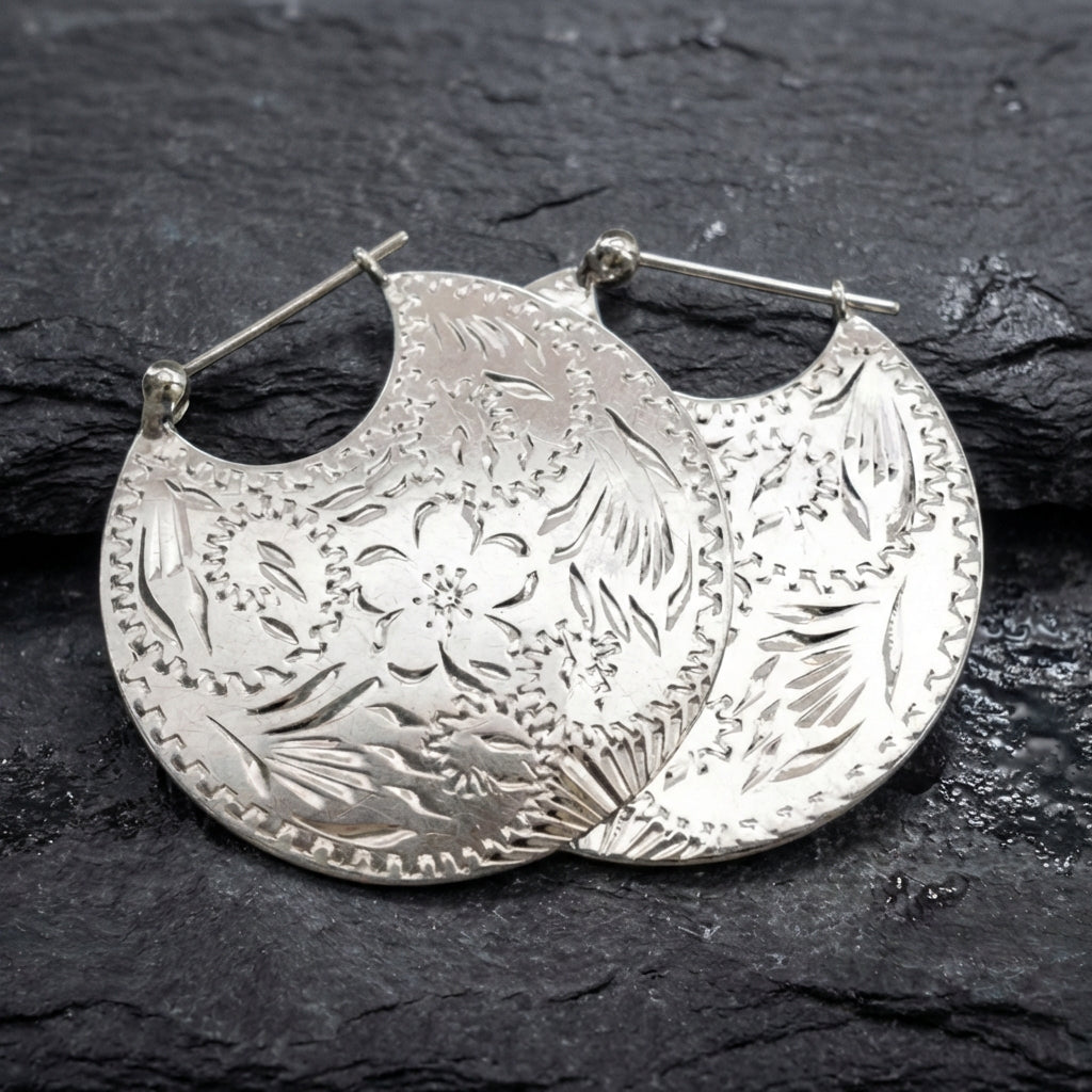 Vintage Silver Flower Earrings 91584147
