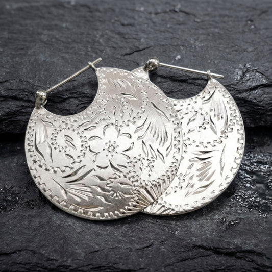 Vintage Silver Flower Earrings 91584147
