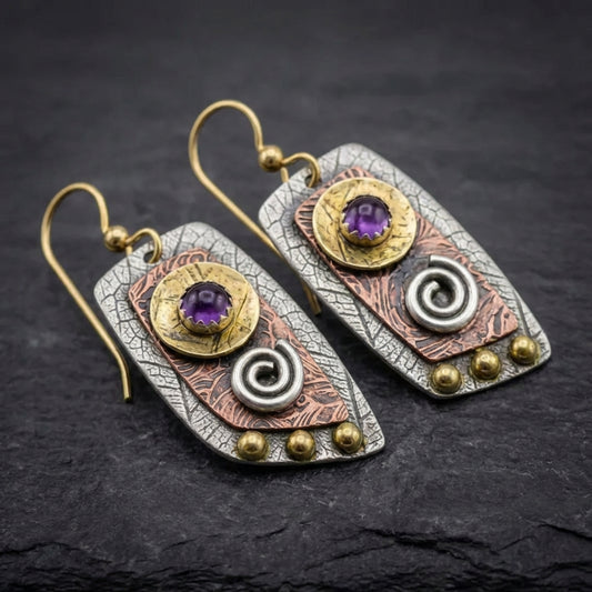 Vintage Purple Spiral Earrings 40914735