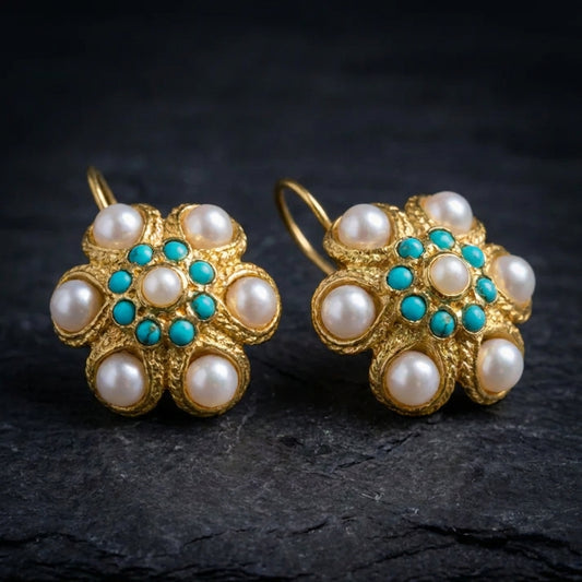 Vintage Pearl Turquoise Earrings 73155305