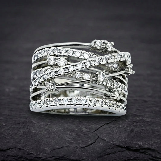 Elegant Crystal Statement Ring 88673544